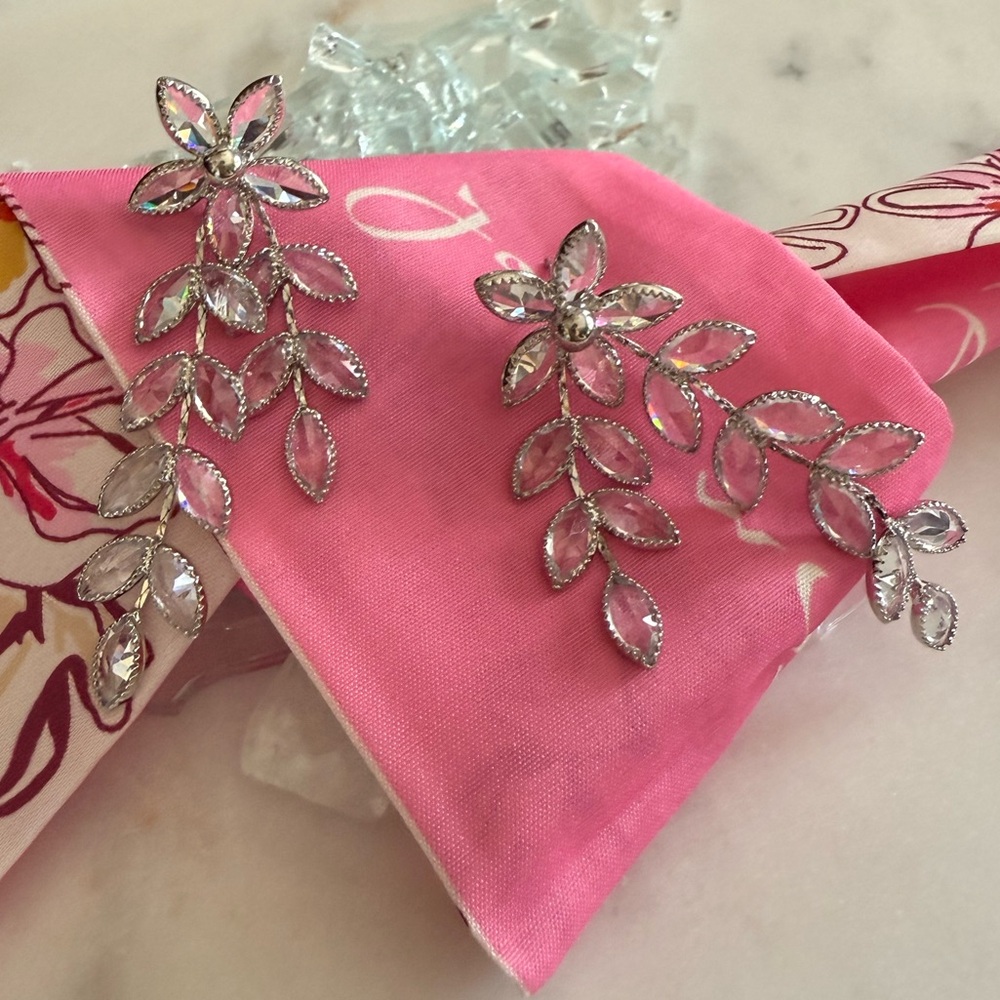 Elegant Silver Floral Earrings